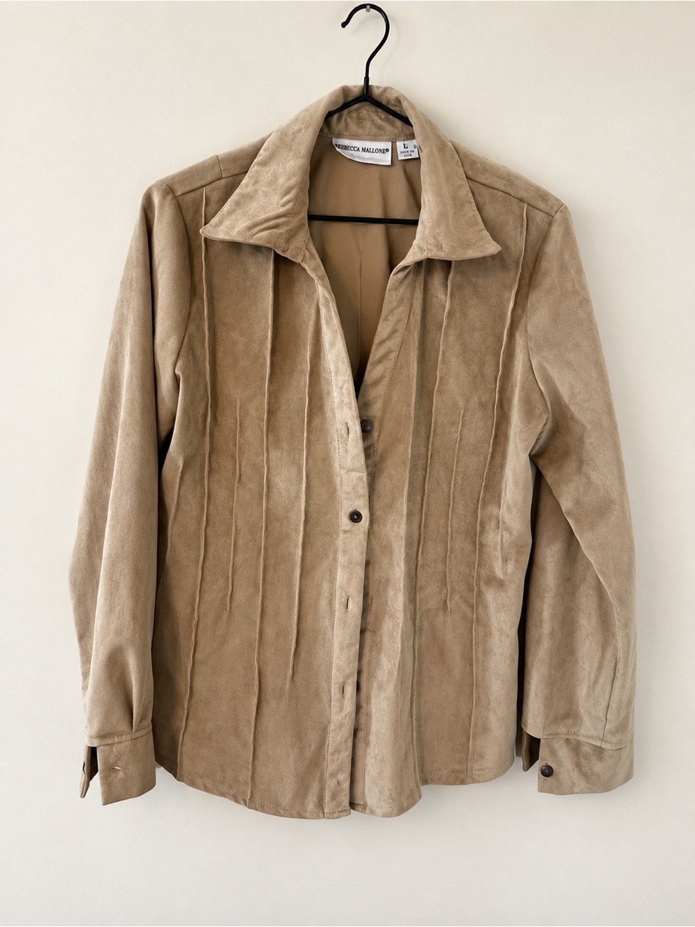 Rebecca Malone Light Tan Suede Button-Front Jacket